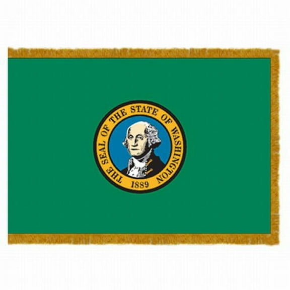 3x5' DURAWAVEZ WASHINGTON NYLON INDOOR FLAG FINISHED WITH POLEHEM AND FRINGE
