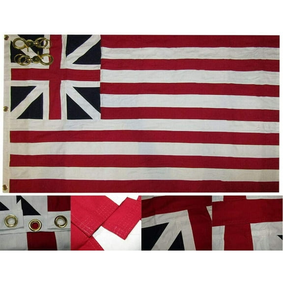3x5 Embroidered Grand Union 100% Cotton Flag 3'x5' Banner Grommets 2 Clips