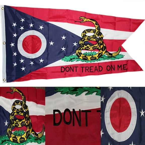 3x5 Embroidered Ohio Gadsden Dont Tread On Me 600D Nylon Flag 3'x5' Heavy Duty