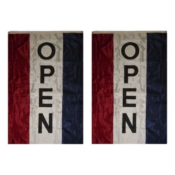 3x5 Embroidered Open Vertical Double Sided 2ply 300D Nylon Flag 3'x5' w/ Clips