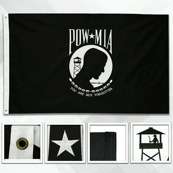 3x5 Embroidered POW MIA Military House Flag 210DS