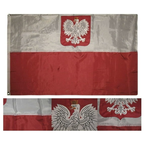 3x5 Embroidered Sewn Old Poland Polska Eagle 300D Nylon Flag 3'x5'