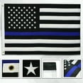 thumbnail image 1 of 3x5 Embroidered Sewn Thin Blue Line Flag w/ Grommets Nylon Poly, 1 of 4