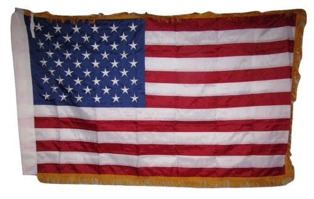 3x5 Embroidered Sewn USA American Gold Fringe Sleeve 300D Nylon Flag 3'x5'