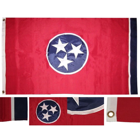3x5 Embroidered State of Tennessee 600D Nylon Flag 3'x5' 2 Clips