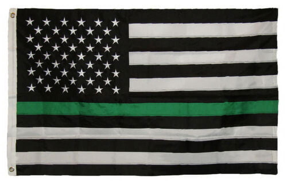 3x5 Embroidered USA Thin Green Line Border Patrol Federal Agent Nylon Flag (RAM)