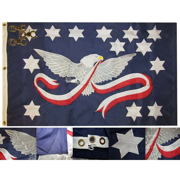 3x5 Embroidered Whiskey Rebellion 600D 2Ply Nylon 3'x5' Flag Grmts & Rope 3 Clip