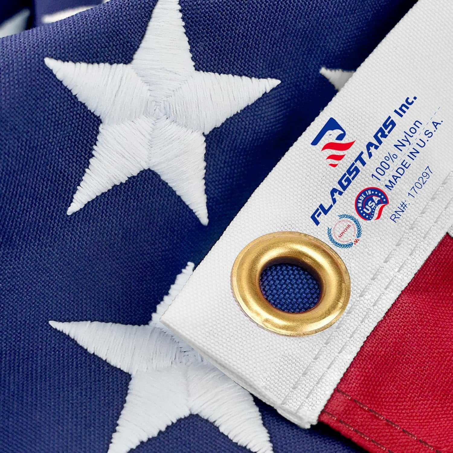 American Flag Durable Nylon 3x5 Ft Outdoor Heavy Duty, Made in USA American Flags ,Longest Lasting Non Fading American Flags for Outside 3x5,Waterproof Embroidered American Flag, All Weather US Flags