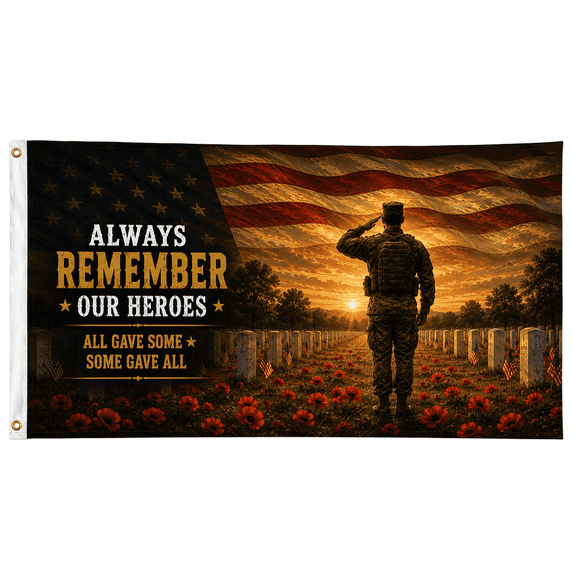 Veterans Day Garden Flag 3x5 FT Memorial Flag Double Sided 3 Ply Heavy Duty Veterans Tribute Flag Always Remember Our Heroes Outdoor Decoration