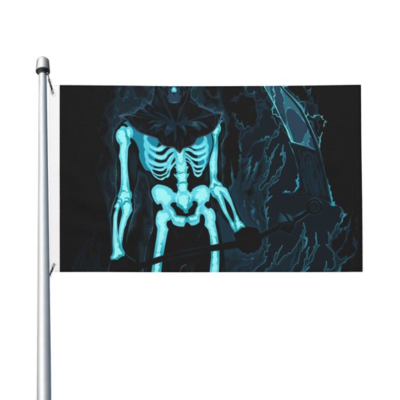 3x5 FT Flag, Double-Sided Print Decorative Banner with 2 Metal Grommets for Indoor Outdoor, Demon Skull Scythe Fire