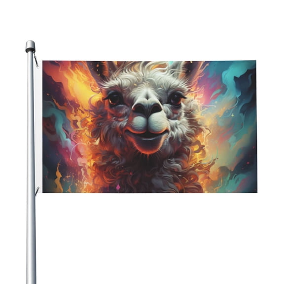 3x5 FT Flag, Double-Sided Print Decorative Banner with 2 Metal Grommets for Indoor Outdoor, Llama Smoke Weed Funny