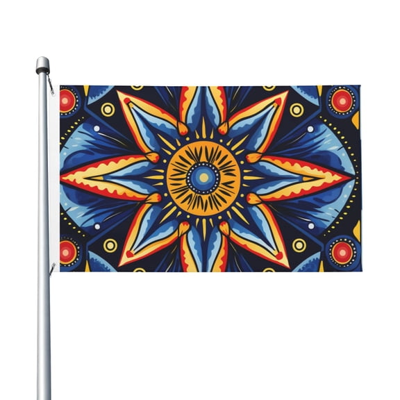 3x5 FT Flag, Double-Sided Print Decorative Banner with 2 Metal Grommets for Indoor Outdoor, Talavera Mexican Tiles Stars