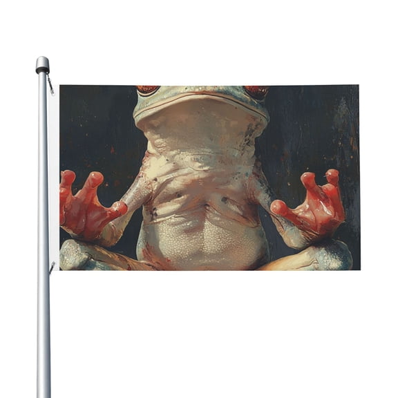 3x5 FT Flag, Double-Sided Print Decorative Banner with 2 Metal Grommets for Indoor Outdoor, Yoga Frog Retro Art
