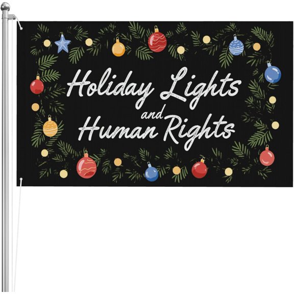 3x5 FT Holiday Lights Human Rights Flag Kindness Christmas Liberal Equality Social Justice Activists Community Welcome Garden Flags Double Sided Yard Signs Decor