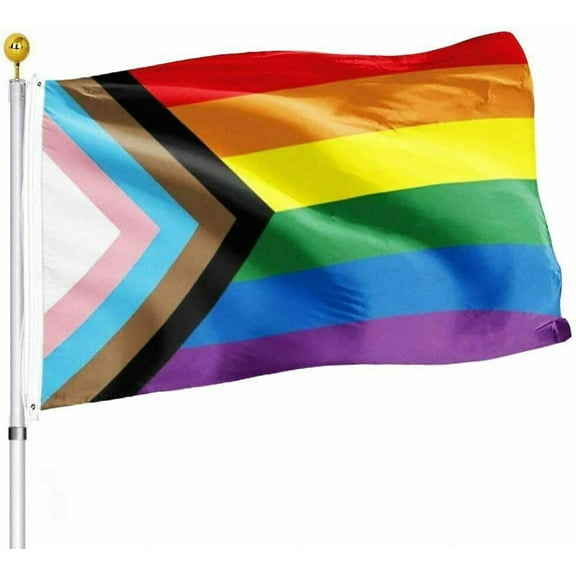 3x5 FT Progress Pride Rainbow Flag LGBTQ Gay Lesbian Trans People FL10