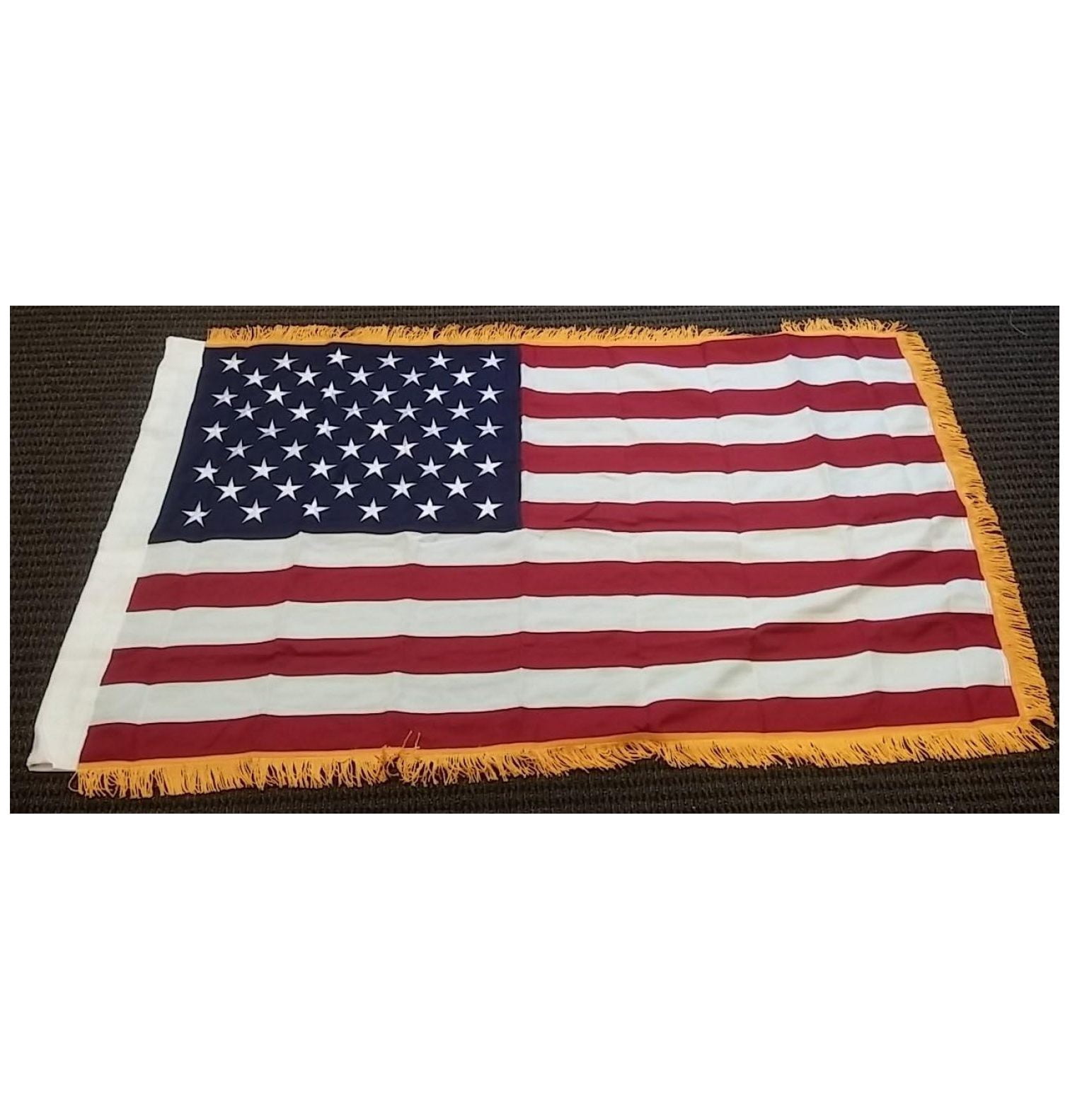 3x5 FT USA 2 PLY Embroidered American Flag with Fringe US Banner New