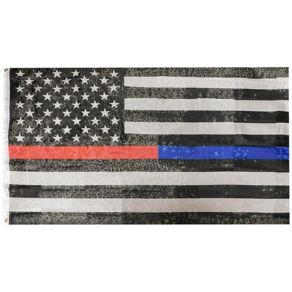 3x5 First Responder USA Police Fire Thin Blue Red Line Premium Distressed Flag
