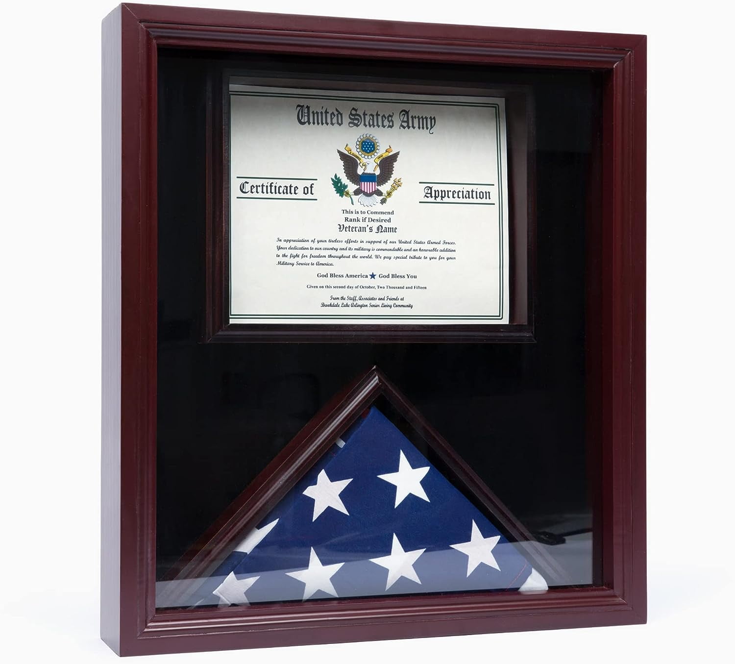  3x5 Flag Display Case with Certificate & Document Holder Big Frame