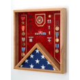 3x5 Flag & Military Medal Display Case Box for Military ( Emblem