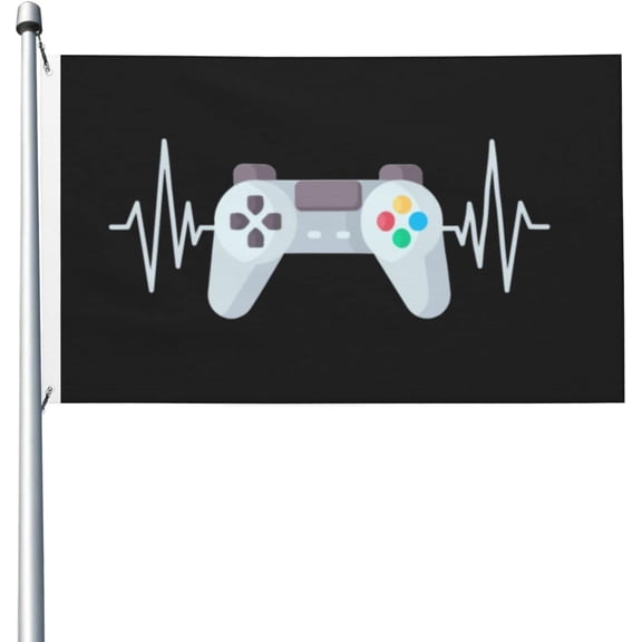3x5 Foot Gamer Heartbeat Funny Video Game Flag With Brass Grommets Vivid Color And Fade Proof Outdoor Flag Banner Breeze Flag Home Garden Flag Decorative Flag