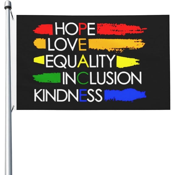 3x5 Foot Rainbow Hope Love Equality Inclusion Kindness Flag With Brass Grommets Vivid Color And Fade Proof Outdoor Flag Banner Breeze Flag Home Garden Flag Decorative Flag