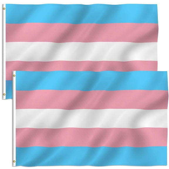 3x5 Foot Transgender Flag - Vivid Color and Fade proof - Canvas Header and Double Stitched - Pink Blue Rainbow LGBT Pride Month Parade Flags with Brass Grommets