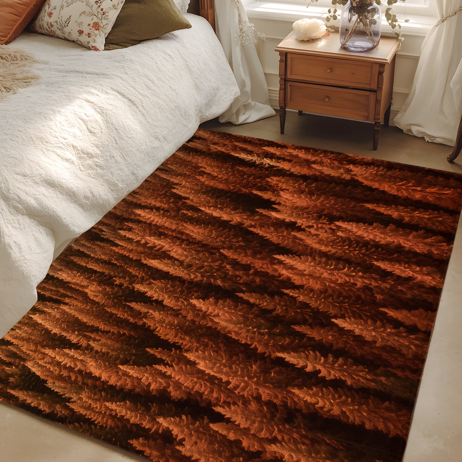 3x5 Forest Branch Leaves Area Rug for Bedroom, Washable Non Slip Low ...