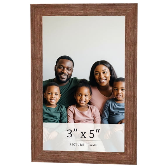 3x5 Frame Brown Farmhouse Solid Wood Picture Frame Width 1.5 Inches | Interior Frame Depth 0.5