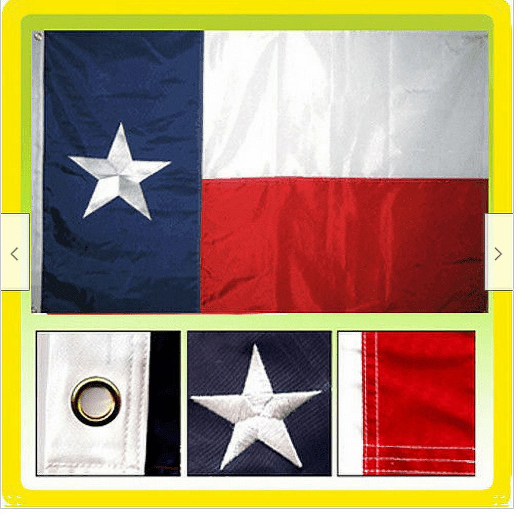 3x5 Ft Deluxe Texas Embroidered Flag – Nylon, Lone Star Design, USA Style, Outdoor & Indoor