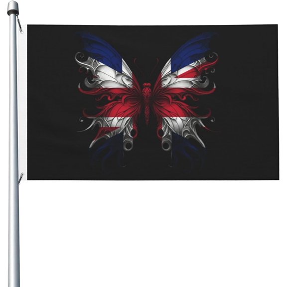 3x5 Ft Double Sided Flag Of Butterfly Britain British Flag, 100% Polyester Digital Direct Print Flag With Brass Grommets, Lightweight & Fade-Resistant, For Indoor Outdoor Decoration