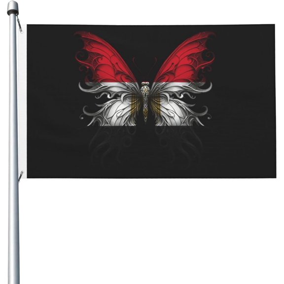 3x5 Ft Double Sided Flag Of Butterfly Egypt Egyptians Flag, 100% Polyester Digital Direct Print Flag With Brass Grommets, Lightweight & Fade-Resistant, For Indoor Outdoor Decoration