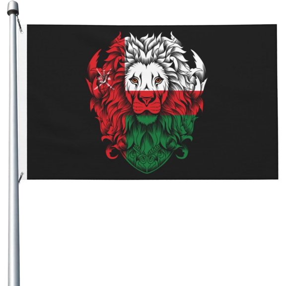 3x5 Ft Double Sided Flag Of Lion Oman Omanis Flag, 100% Polyester Digital Direct Print Flag With Brass Grommets, Lightweight & Fade-Resistant, For Indoor Outdoor Decoration