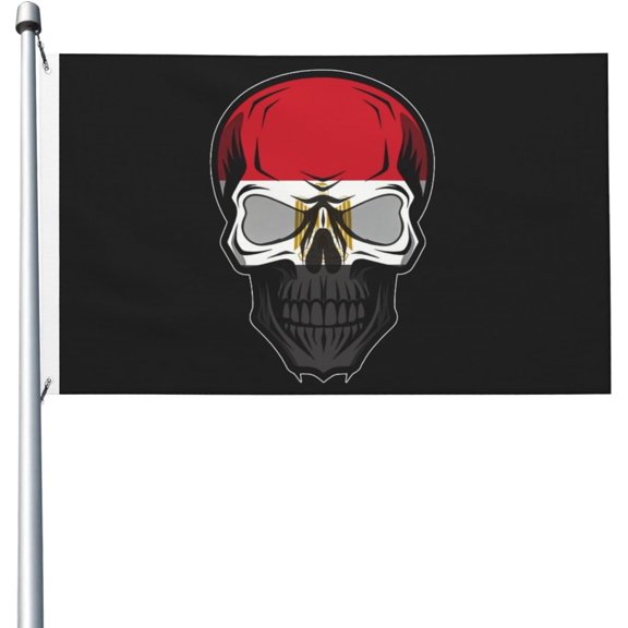3x5 Ft Double Sided Flag Of Skull Egypt Egyptians Flag, 100% Polyester Digital Direct Print Flag With Brass Grommets, Lightweight & Fade-Resistant, For Indoor Outdoor Decoration