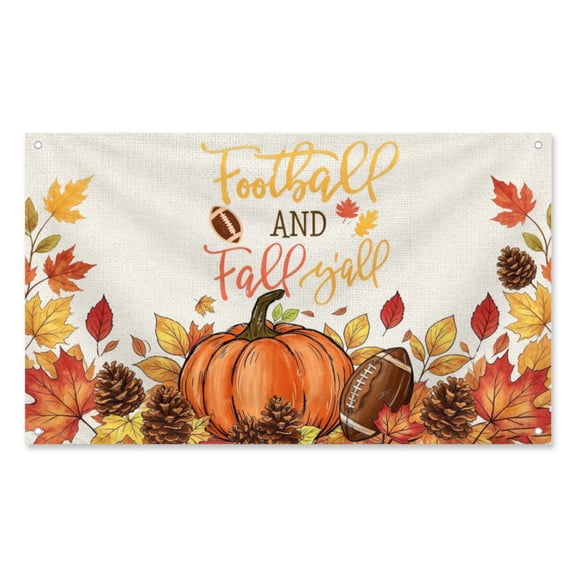 Xiyadun 5 ft x 3 ft Polyester Football and Fall Y'all Outdoor Flag, Weatherproof