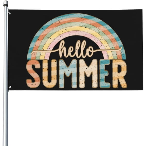 3x5 Ft Hello Welcome Summer Flag For Outside Pool Beach Decoration Flag Banner Watermelon Sunshine Flag Sign Funny Summer Wall Tapestry With Metal Eyelets No Flag Stand