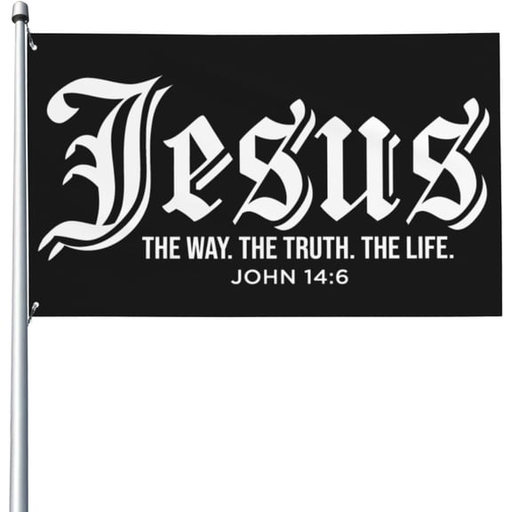 3x5 Ft Jesus The Way Truth And The Life Flag Banner Gift For Christian Flag Christ Faith Flag Bible Verse Flag Inspirational Scripture Quotes Flag For Outdoor With Metal Eyelets No Flagstand