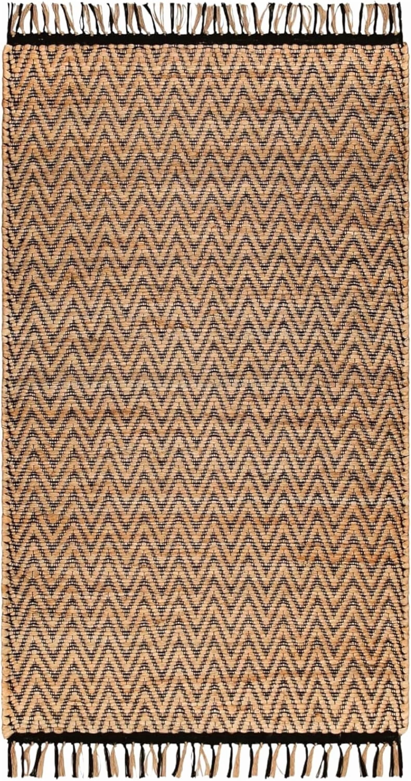 Eco Crave Handmade Jute Area Rug 3x5 ft – Brown & Black Leher Pattern Natural Hand-Woven Low Pile Non-Slip High Traffic Area Floor Rug for Indoor Outdoor, Farmhouse Boho Area Rug, 36x60 Inche