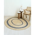 thumbnail image 1 of 3x5 Ft Oval Navy Blue & Natural Jute Area Rug | Handmade Rug | Solid Farmhouse Design | Natural Jute Rug for Living Room | Dining Room | Bedroom | Kitchen | Hallway | Entryway, 1 of 4