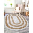 thumbnail image 1 of 3x5 Ft Oval White & Natural Jute Area Rug, Hand-Woven, Reversible, Farmhouse Boho Style, Durable & Pet-Friendly Rug for Living Room, Dining Room, and Bedroom, 1 of 5