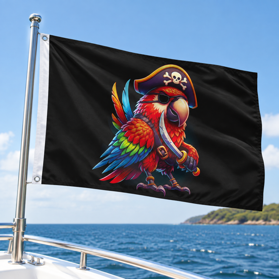 3x5 Ft Pirate Parrot Polyester Flag with 2 Brass Grommets, Outdoor Indoor Decor Banner