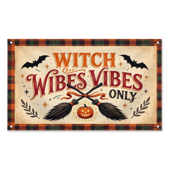 Xiyadun 3 x 5 ft Polyester Witch Vibes Only Outdoor Flag, Weatherproof