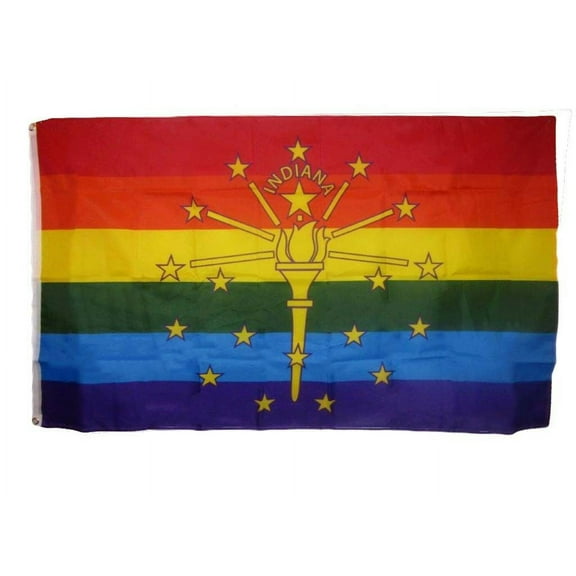 3x5 Gay State of Indiana Rainbow Polyester Flag