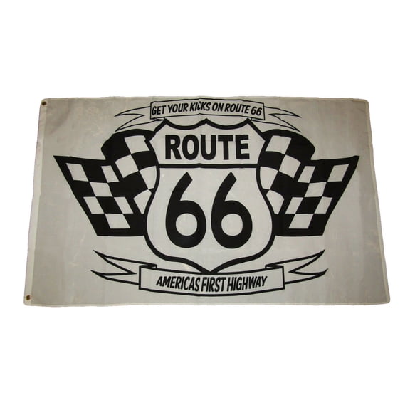 3x5 Get Your Kicks On Highway Route RTE 66 White Flag 3'x5' Banner Grommets