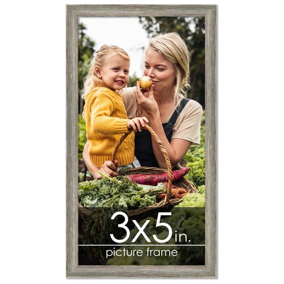 3x5 Grey Rustic Thin Barnwood Picture Frame - UV Acrylic, Foam Board Backing, Hanging Hardware