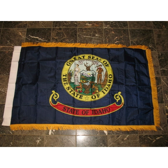 3x5 Idaho State Poly Nylon Sleeve w/ Gold Fringe Flag 3'x5' Banner