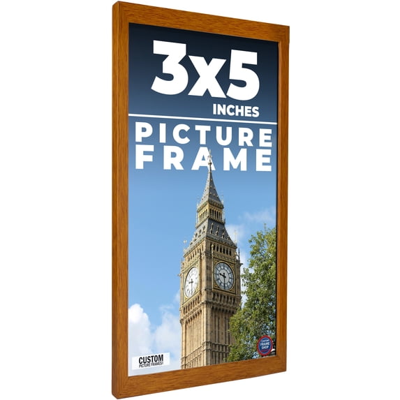3x5 In Honey Brown Real Wood Picture Frame Width 0.75 inches | Interior Frame Depth 0.5 inches |