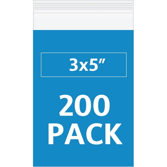 3x5 Inch Clear Reclosable Bags 200 Pack, 2 Mil Small Zip Bags for , Pills, Beads, Crafts, Seeds, Small Business Packaging, Resealable Plastic Baggies for Samples, Hardware & Everyday Storage