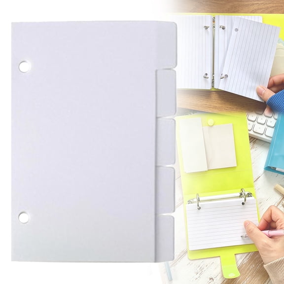 3x5 Inch Lined Index Cards With Ring Holder And Dividers For Study And Organization - White