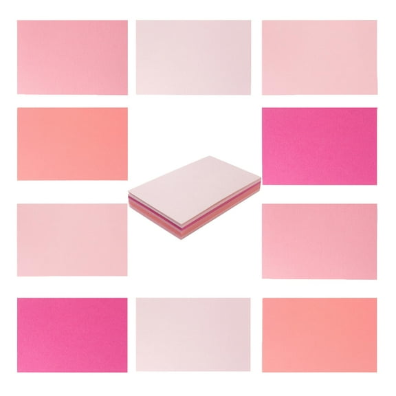 50 Sheets 3x5 Small Cardstock Paper, 250 GSM Thick Blank Flash Cards for Crafting, Wedding Invitations, Postcards, 5 Colors Set with Pink