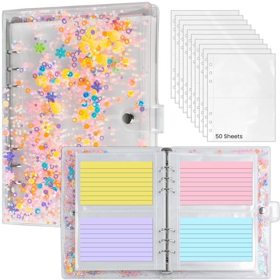 3x5 Index Card Binder, Portable Organizer Book with Zipper, 50 Sheets Plastic Sleeves for Index,Clear Booklet Holder Flashcard Binders Organizers Note Flash Card Stores Up to 200 Cards